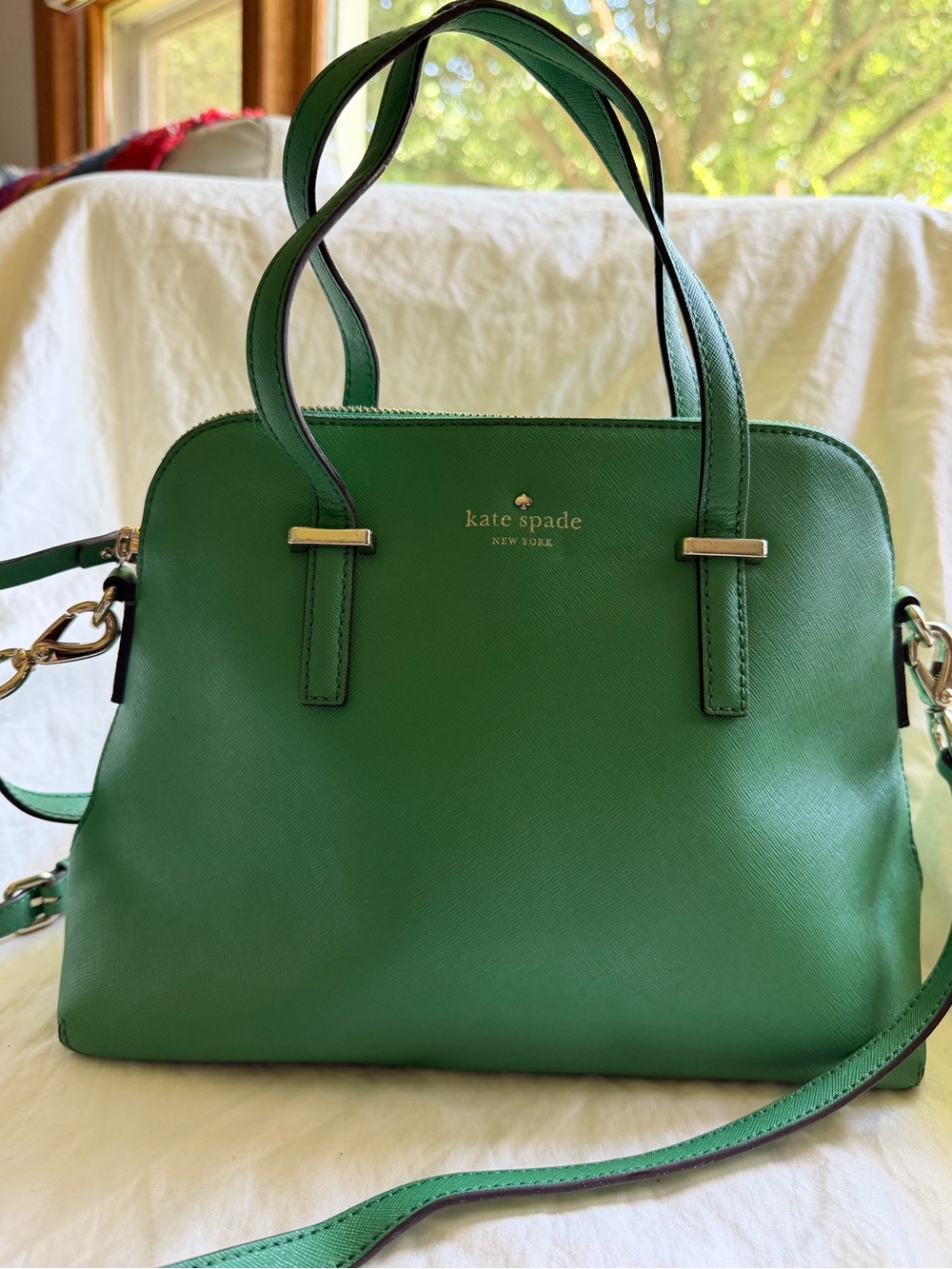 kate spade Green Leather Satchel with Removable Strap